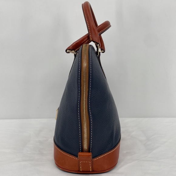 Dooney & Bourke Pebble Grain Domed Satchel Leather 2 Tone Blue Brown Casual - Picture 6 of 13